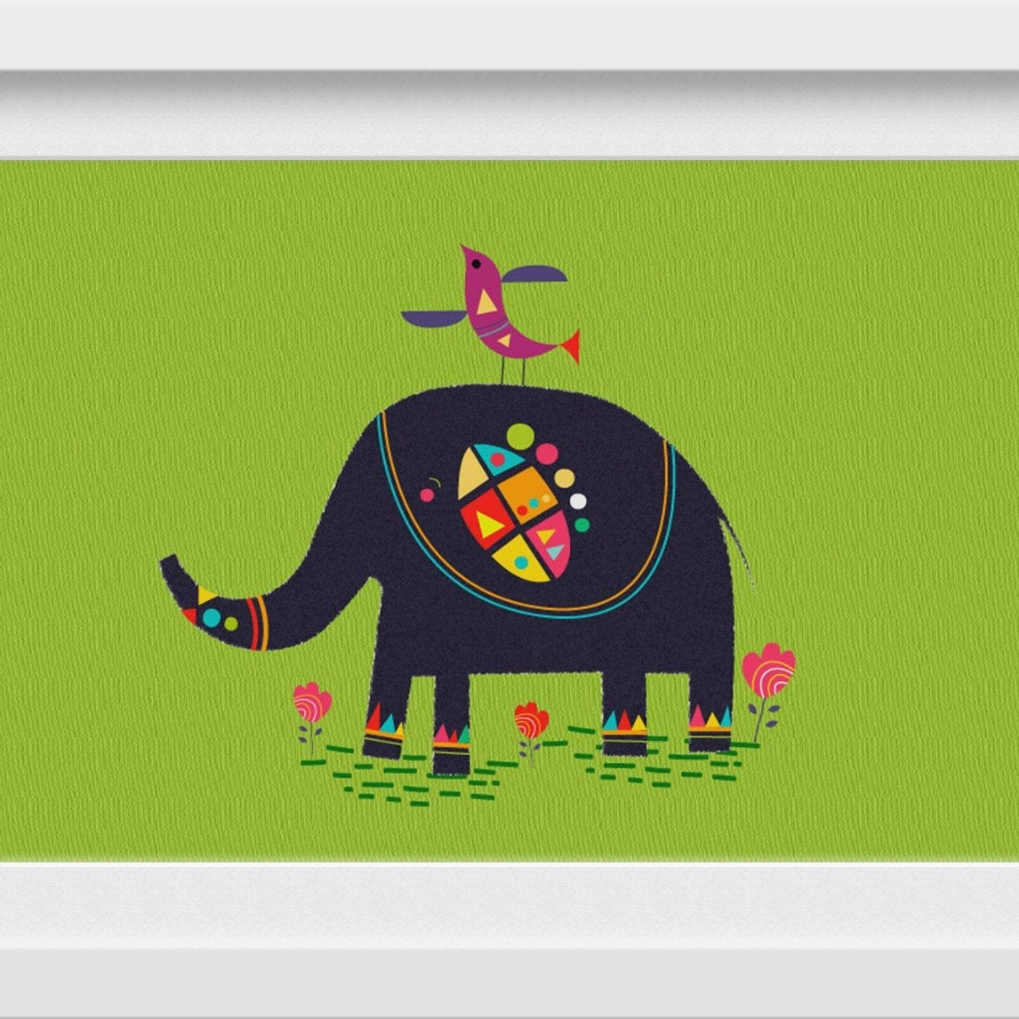 Elephant Lake Painting - Meri Deewar 3 : 2 Horizontal Premium Wall Art Canvas by MeriDeewar
