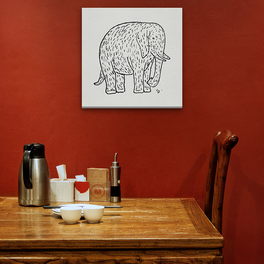 Elephant Painting 1 : 1 Square Premium Wall Art Canvas by MeriDeewar
