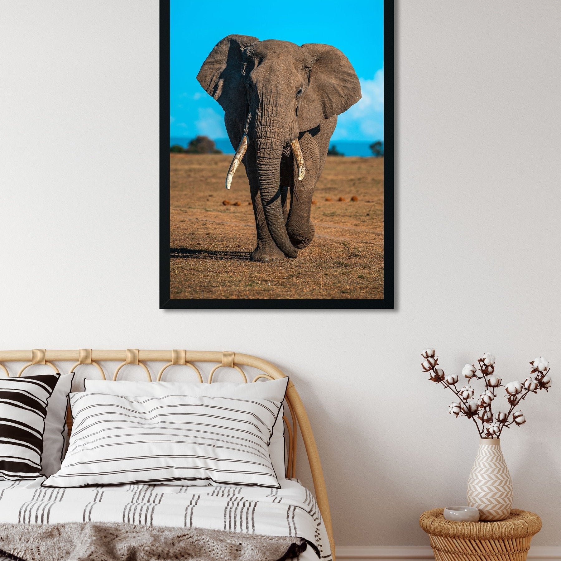 Elephant walking in a forest Painting - Meri Deewar 2 : 3 Vertical Premium Wall Art Canvas by MeriDeewar