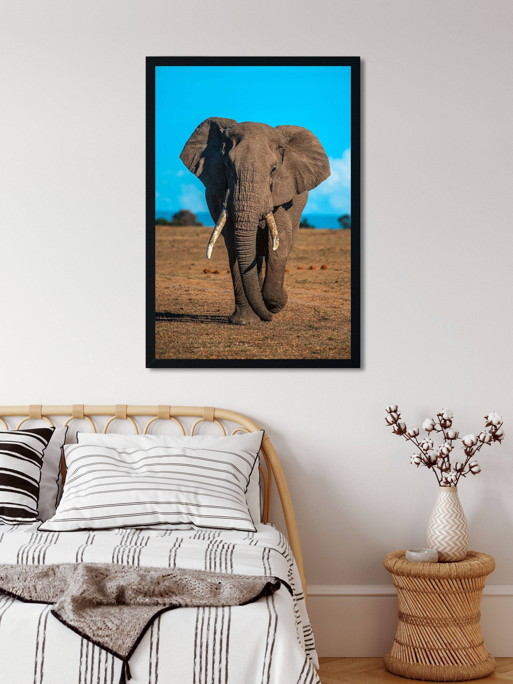 Elephant walking in a forest Painting - Meri Deewar 2 : 3 Vertical Premium Wall Art Canvas by MeriDeewar