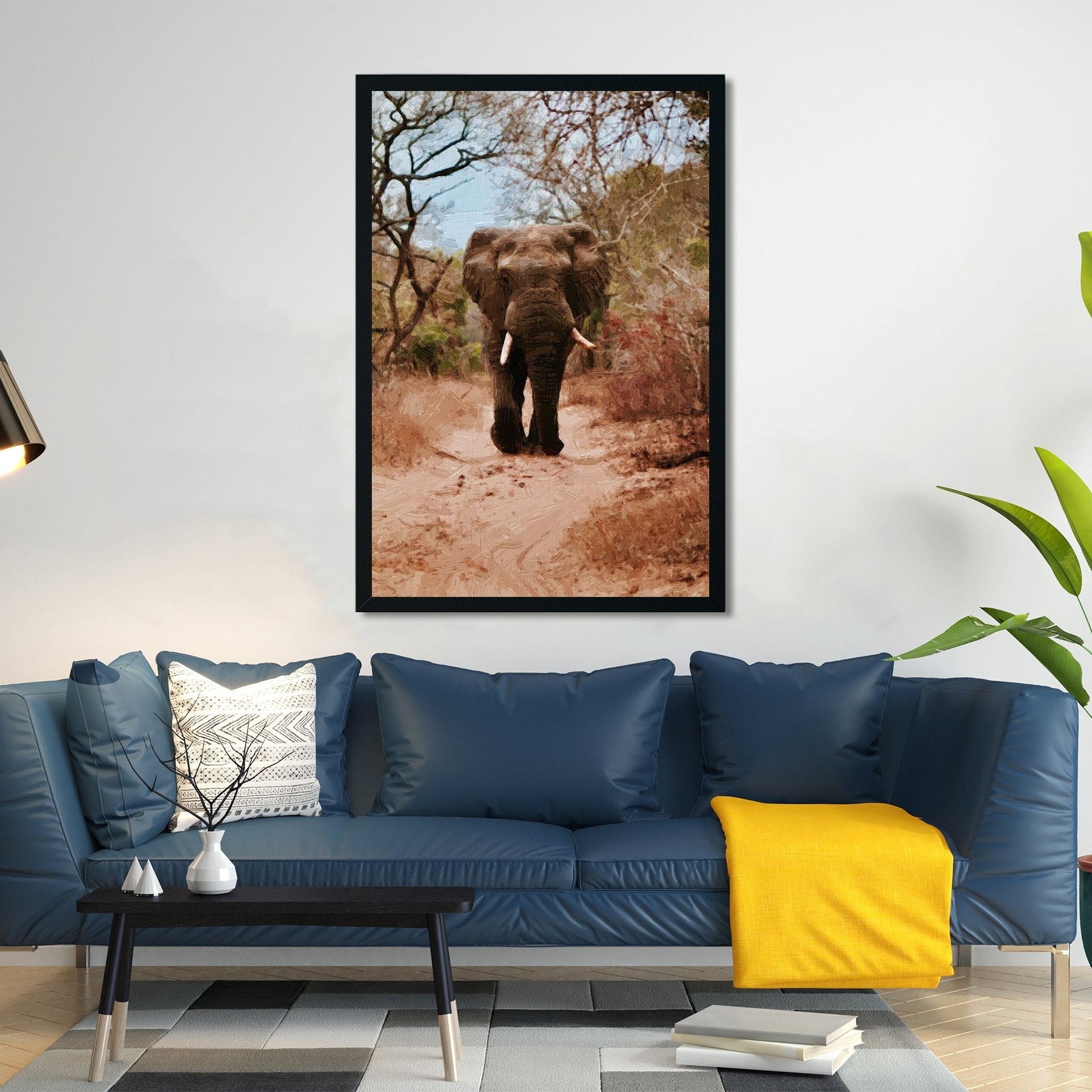 Elephant walking on forest Painting - Meri Deewar 2 : 3 Vertical Premium Wall Art Canvas by MeriDeewar