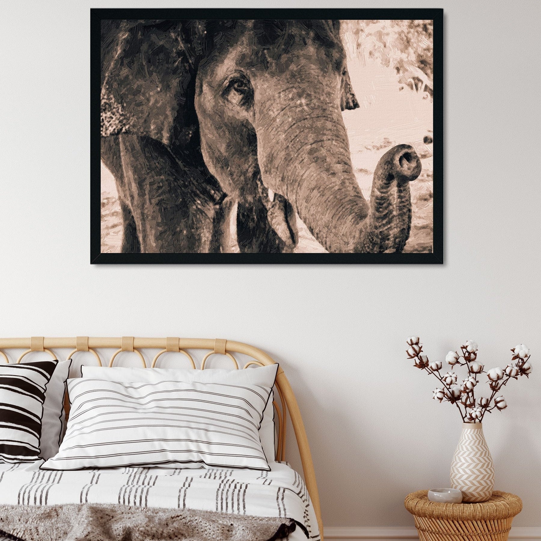 Elephants Painting - Meri Deewar 3 : 2 Horizontal Premium Wall Art Canvas by MeriDeewar