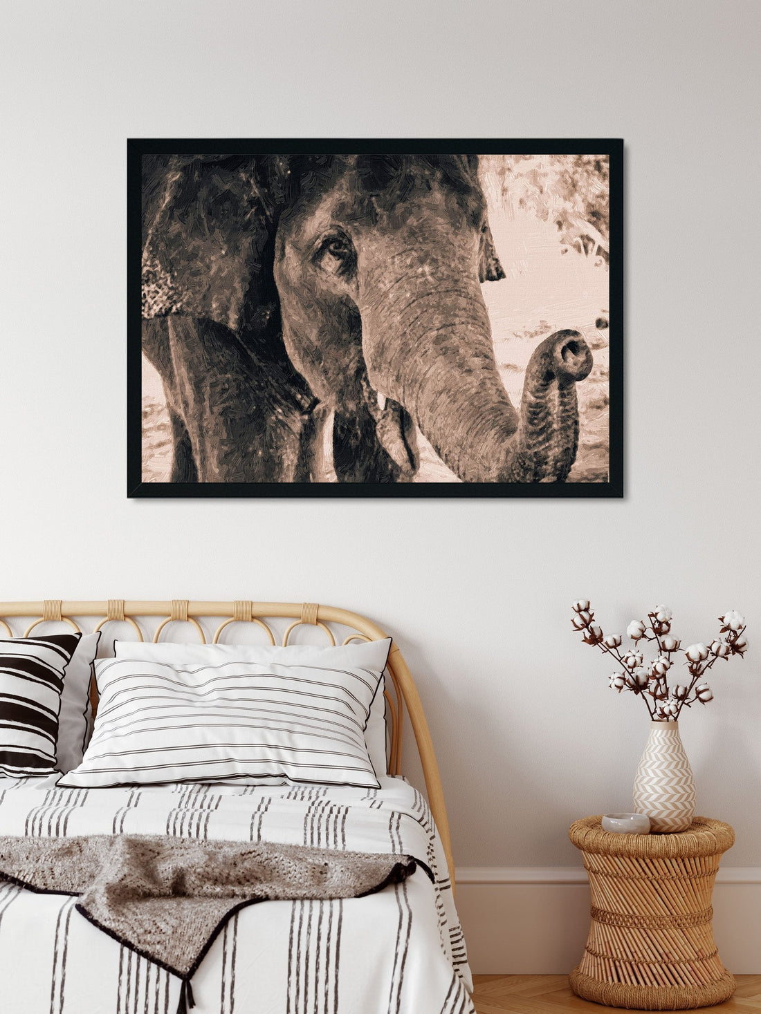 Elephants Painting - Meri Deewar 3 : 2 Horizontal Premium Wall Art Canvas by MeriDeewar