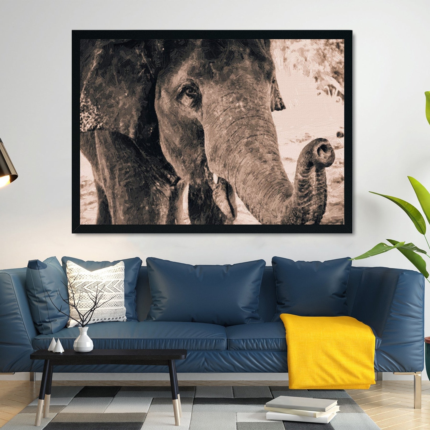 Elephants Painting - Meri Deewar 3 : 2 Horizontal Premium Wall Art Canvas by MeriDeewar