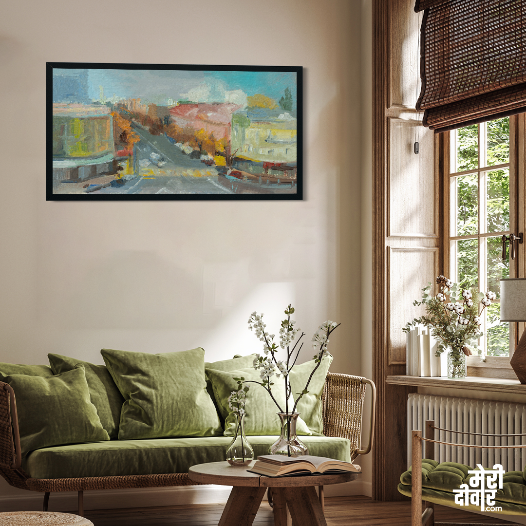 Etude Architecture Landscape Painting 4 : 3 Horizontal Premium Wall Art Canvas by MeriDeewar