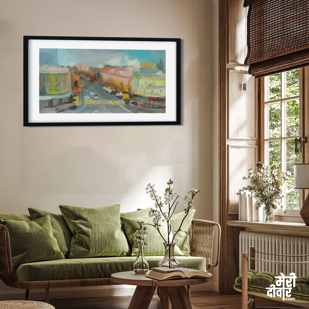 Etude Architecture Landscape Painting 4 : 3 Horizontal Premium Wall Art Canvas by MeriDeewar