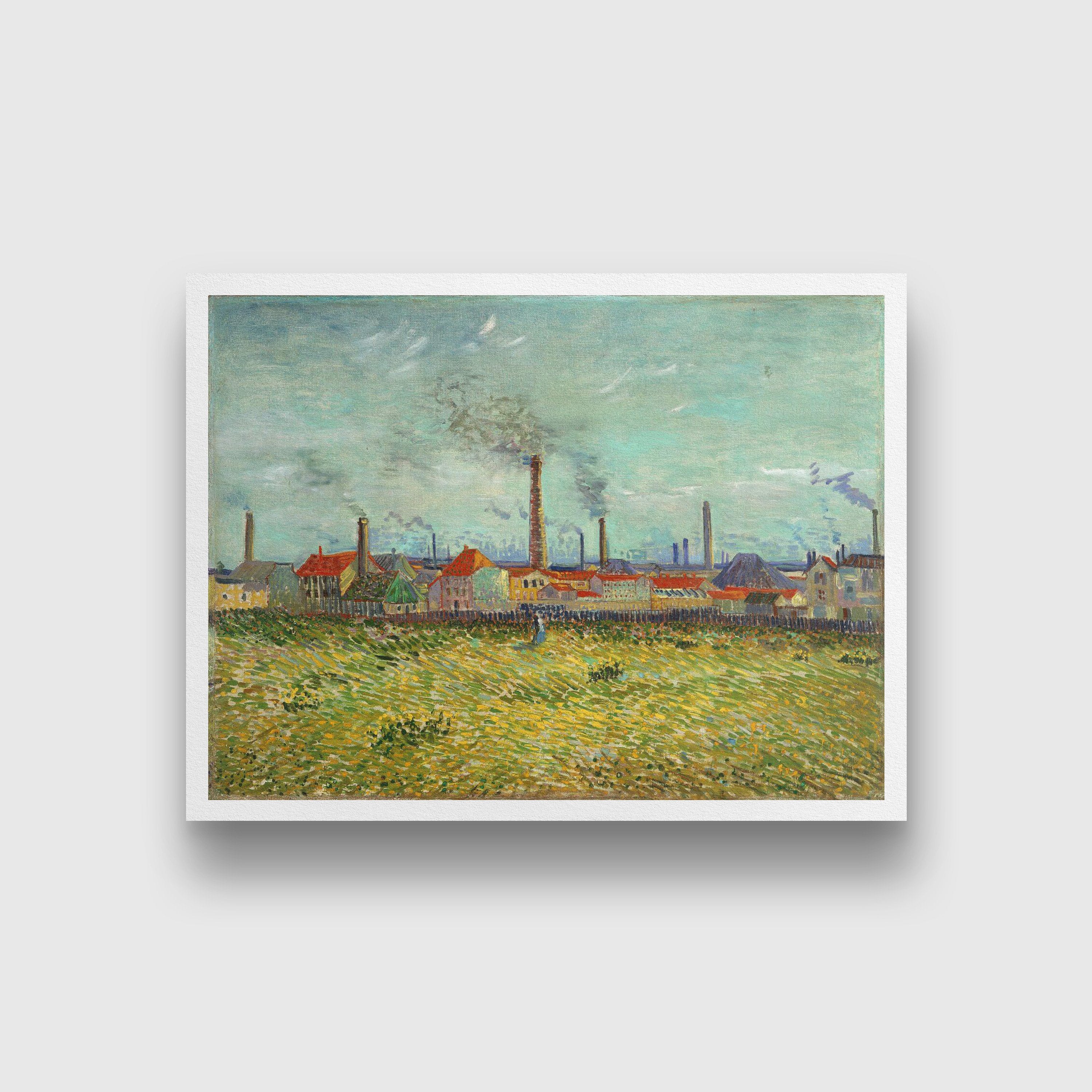 Factories at Asnieres Seen from Clichy Painting - Meri Deewar 4 : 3 Horizontal Premium Wall Art Canvas by MeriDeewar