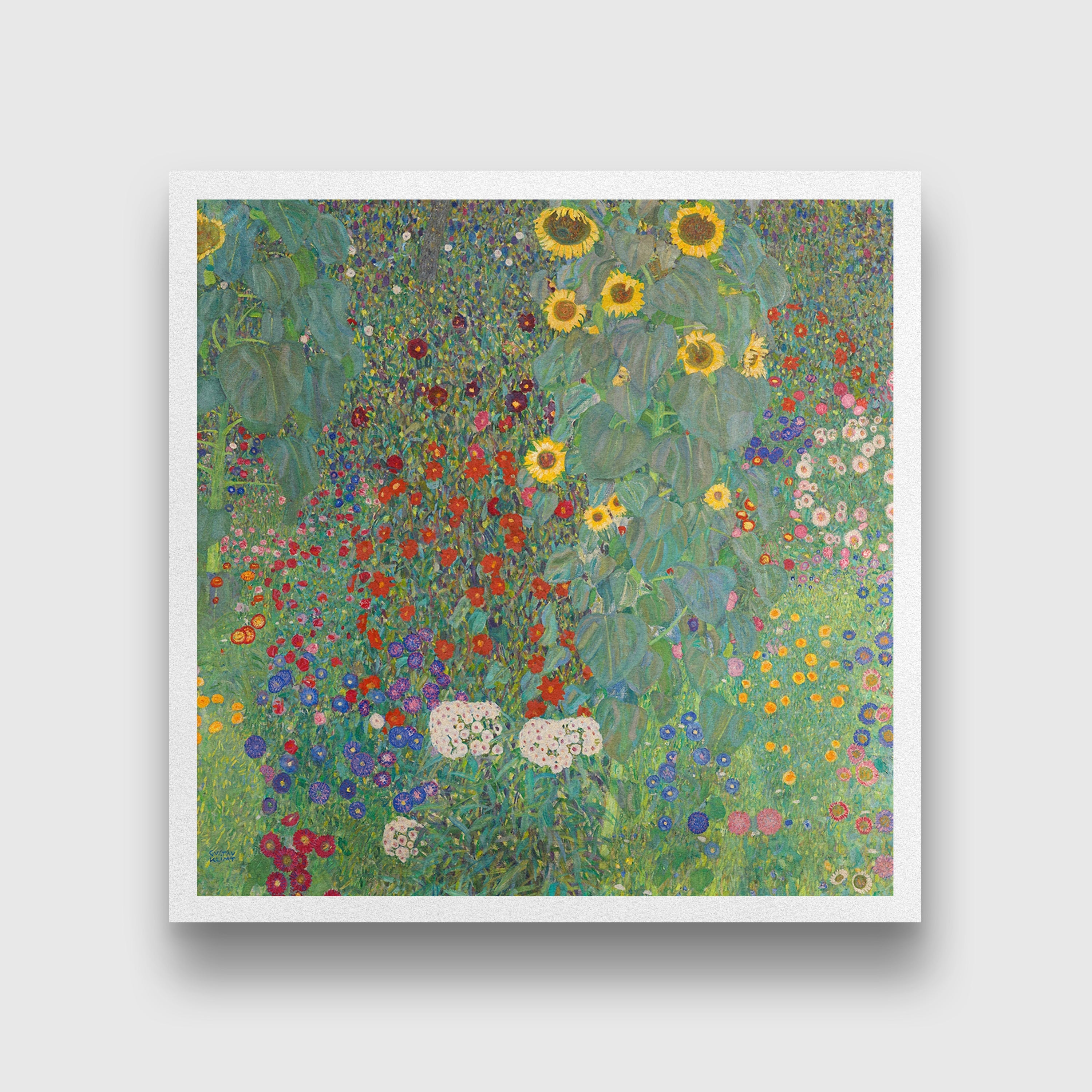 Farm Garden with Sunflowers painting 1 : 1 Square Premium Wall Art Canvas by MeriDeewar
