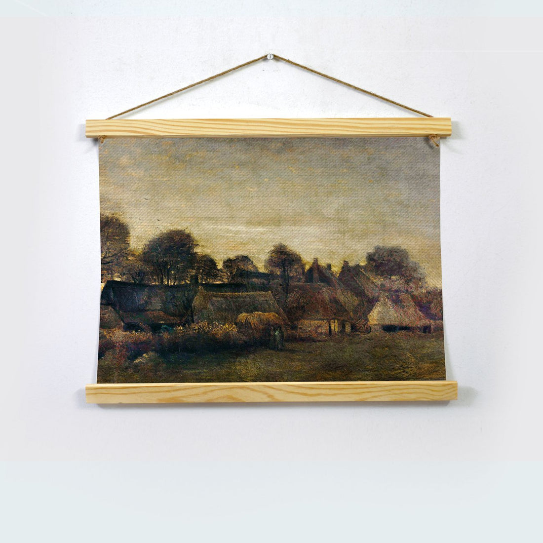 Farming Village At Twilight By Van Gogh Hanging Canvas Painting - Meri Deewar Hanging Canvas Premium Wall Art Canvas by MeriDeewar