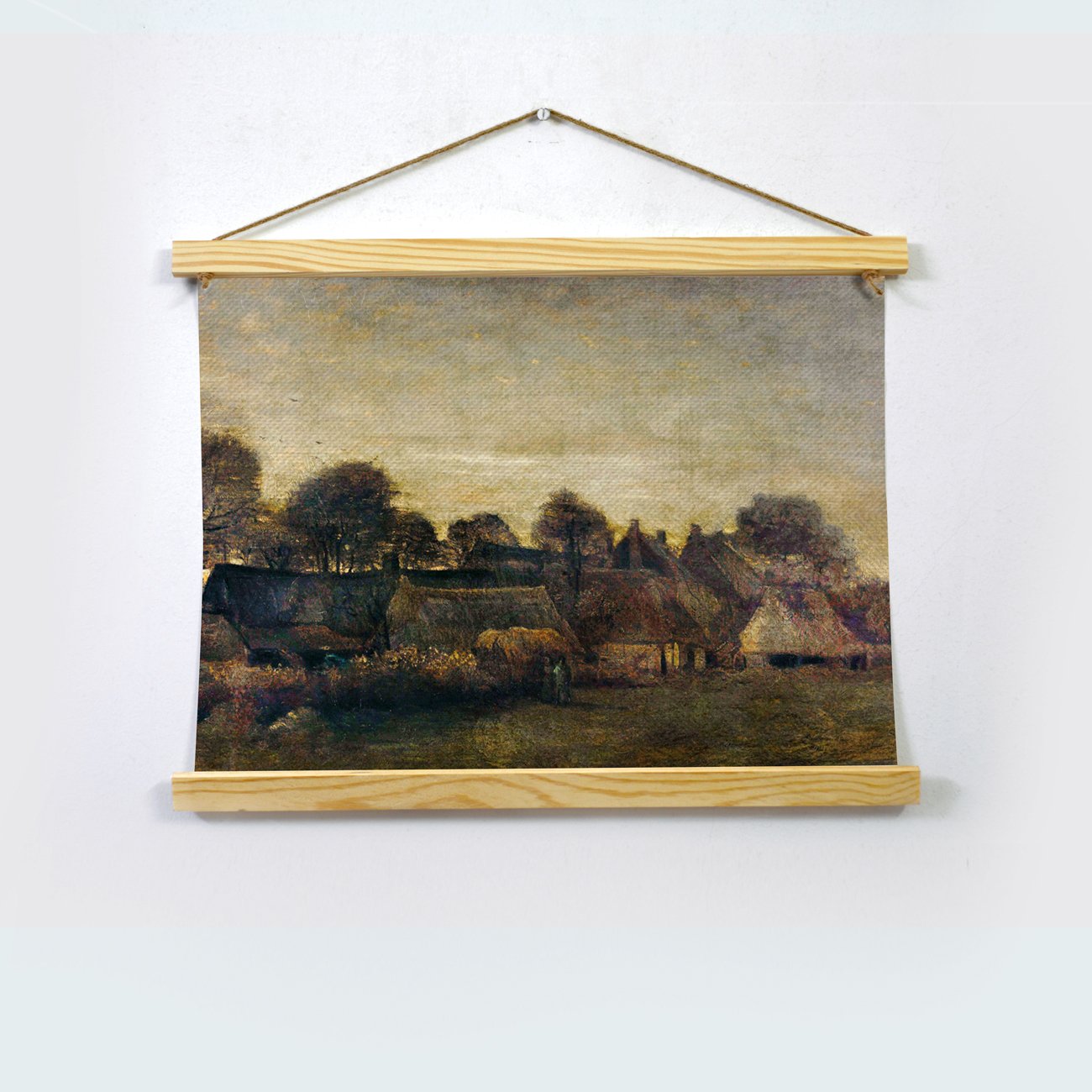 Farming Village At Twilight By Van Gogh Hanging Canvas Painting - Meri Deewar Hanging Canvas Premium Wall Art Canvas by MeriDeewar