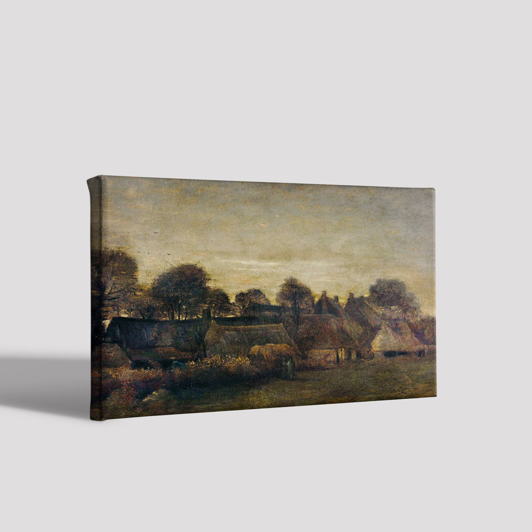 Farming Village at Twilight By Van Gogh Painting - Meri Deewar 3 : 2 Horizontal Premium Wall Art Canvas by MeriDeewar