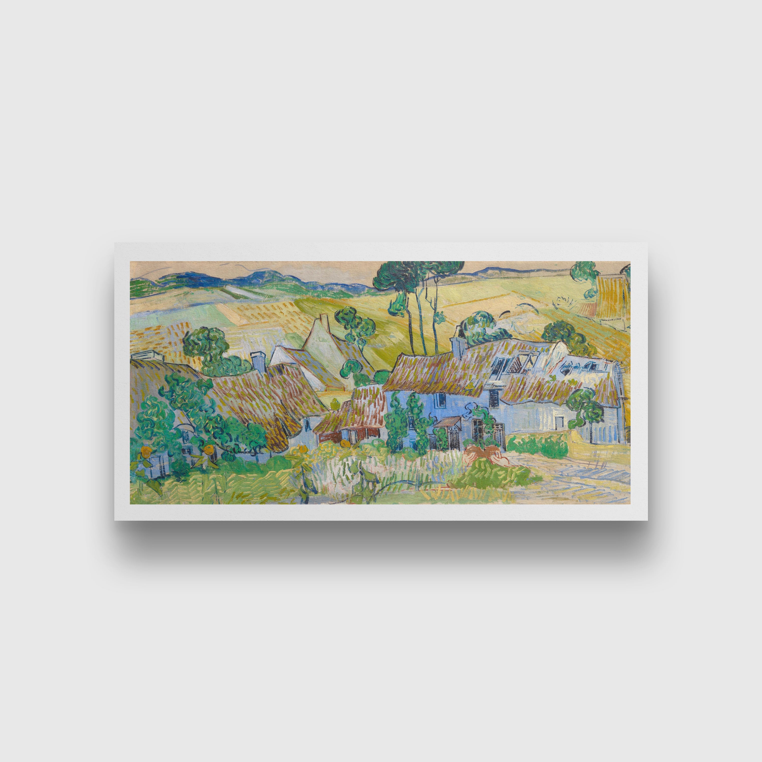 Farms near Auvers (1890) famous landscape painting 2 : 1 Horizontal Premium Wall Art Canvas by MeriDeewar