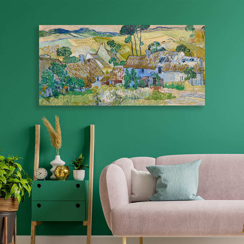 Farms near Auvers (1890) famous landscape painting 2 : 1 Horizontal Premium Wall Art Canvas by MeriDeewar