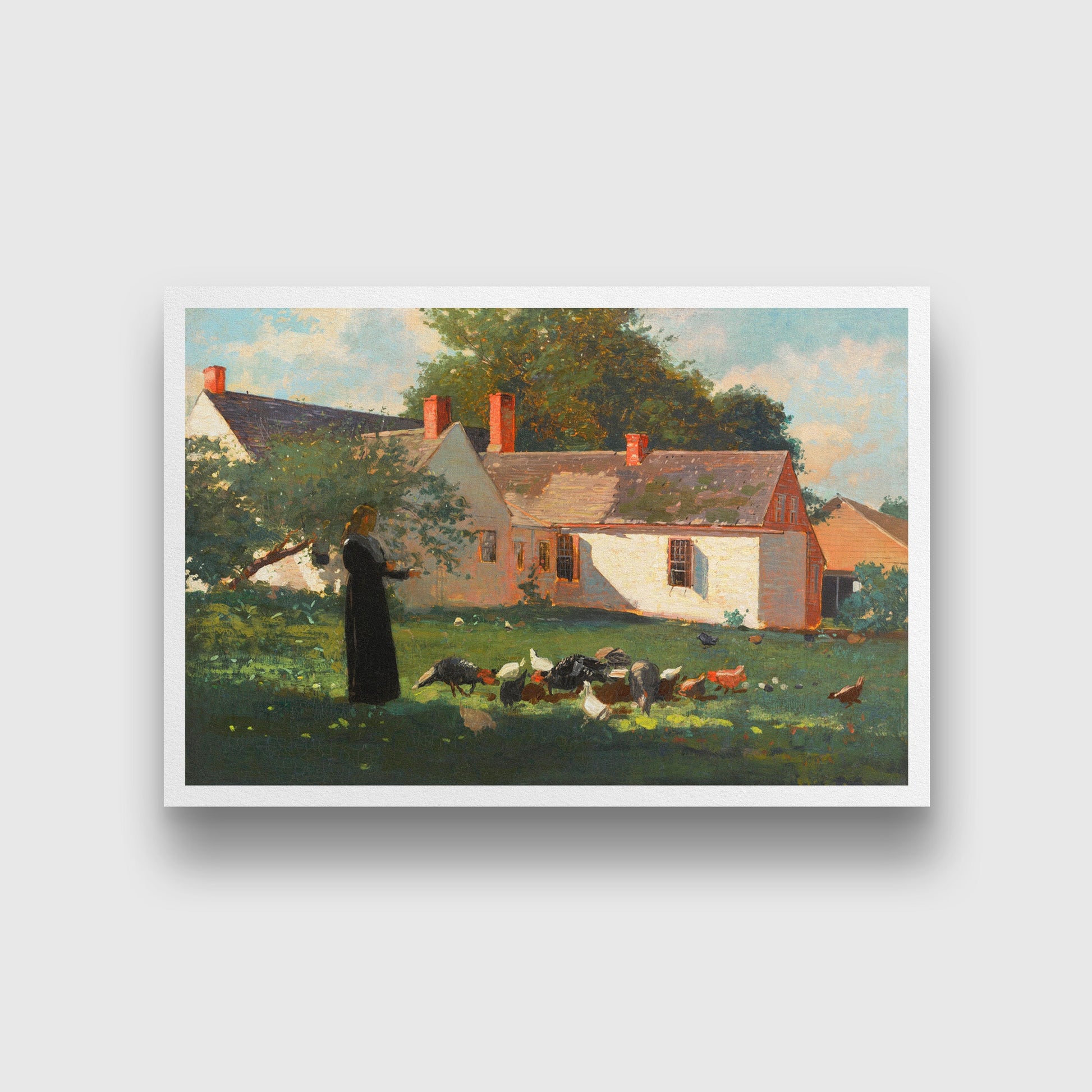 Farmyard Scene painting - Meri Deewar 3 : 2 Horizontal Premium Wall Art Canvas by MeriDeewar