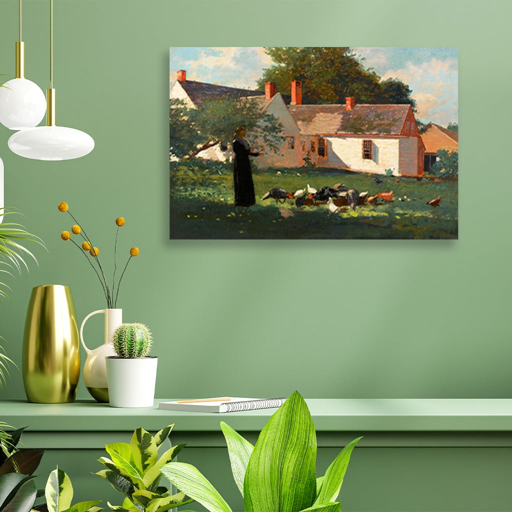 Farmyard Scene painting - Meri Deewar 3 : 2 Horizontal Premium Wall Art Canvas by MeriDeewar