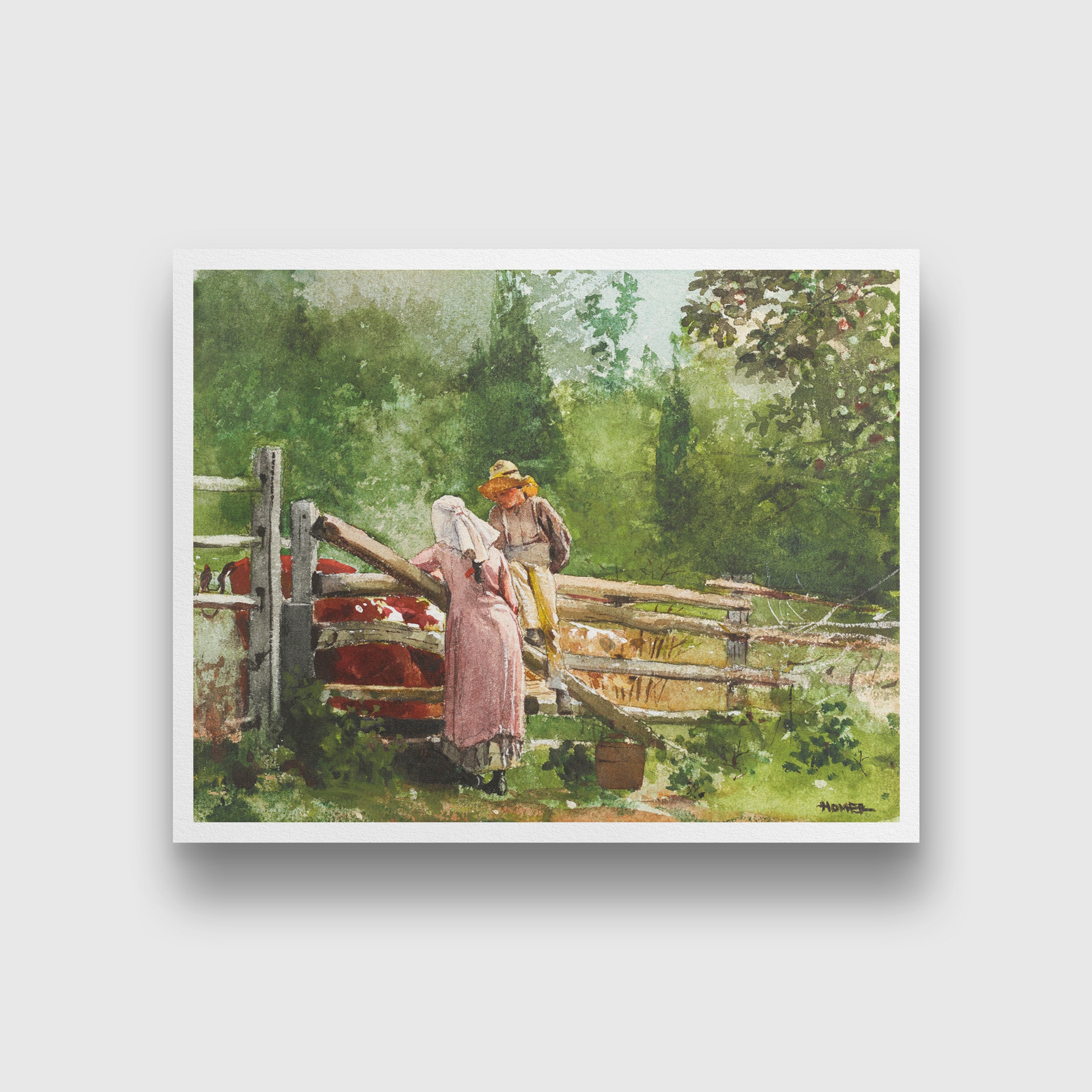 Feeding Time painting - Meri Deewar 5 : 4 Horizontal Premium Wall Art Canvas by MeriDeewar