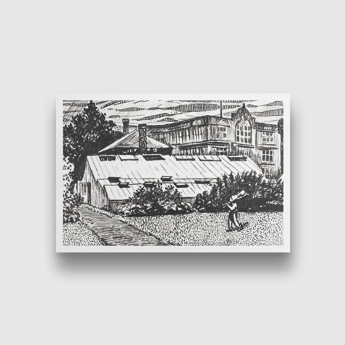 Figure and Buildings drawing Henry Lyman Saÿen Painting - MeriDeewar 3 : 2 Horizontal Premium Wall Art Canvas by MeriDeewar