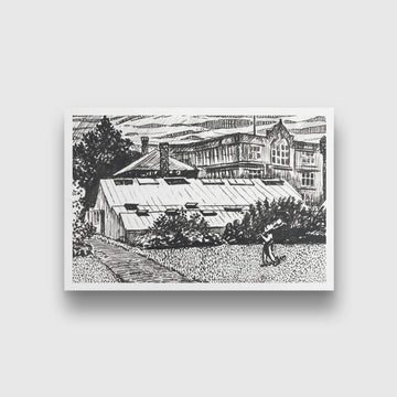 Figure and Buildings drawing Henry Lyman Saÿen Painting - MeriDeewar 3 : 2 Horizontal Premium Wall Art Canvas by MeriDeewar