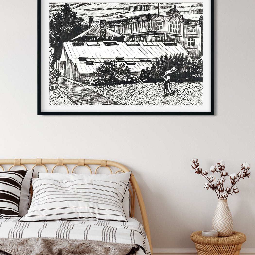 Figure and Buildings drawing Henry Lyman Saÿen Painting - MeriDeewar 3 : 2 Horizontal Premium Wall Art Canvas by MeriDeewar