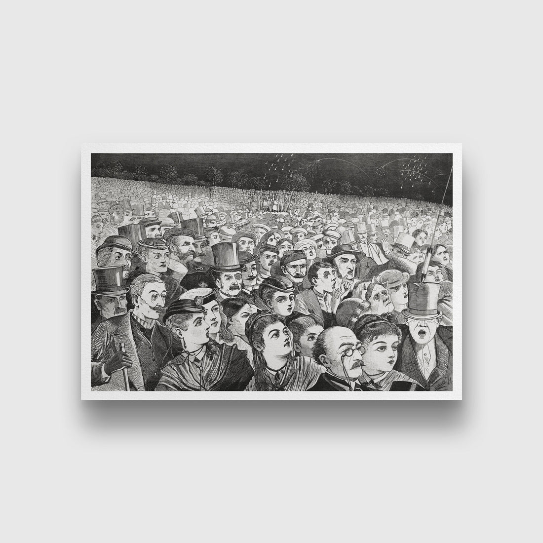 Fireworks on the Night of the Fourth of July painting - Meri Deewar 3 : 2 Horizontal Premium Wall Art Canvas by MeriDeewar