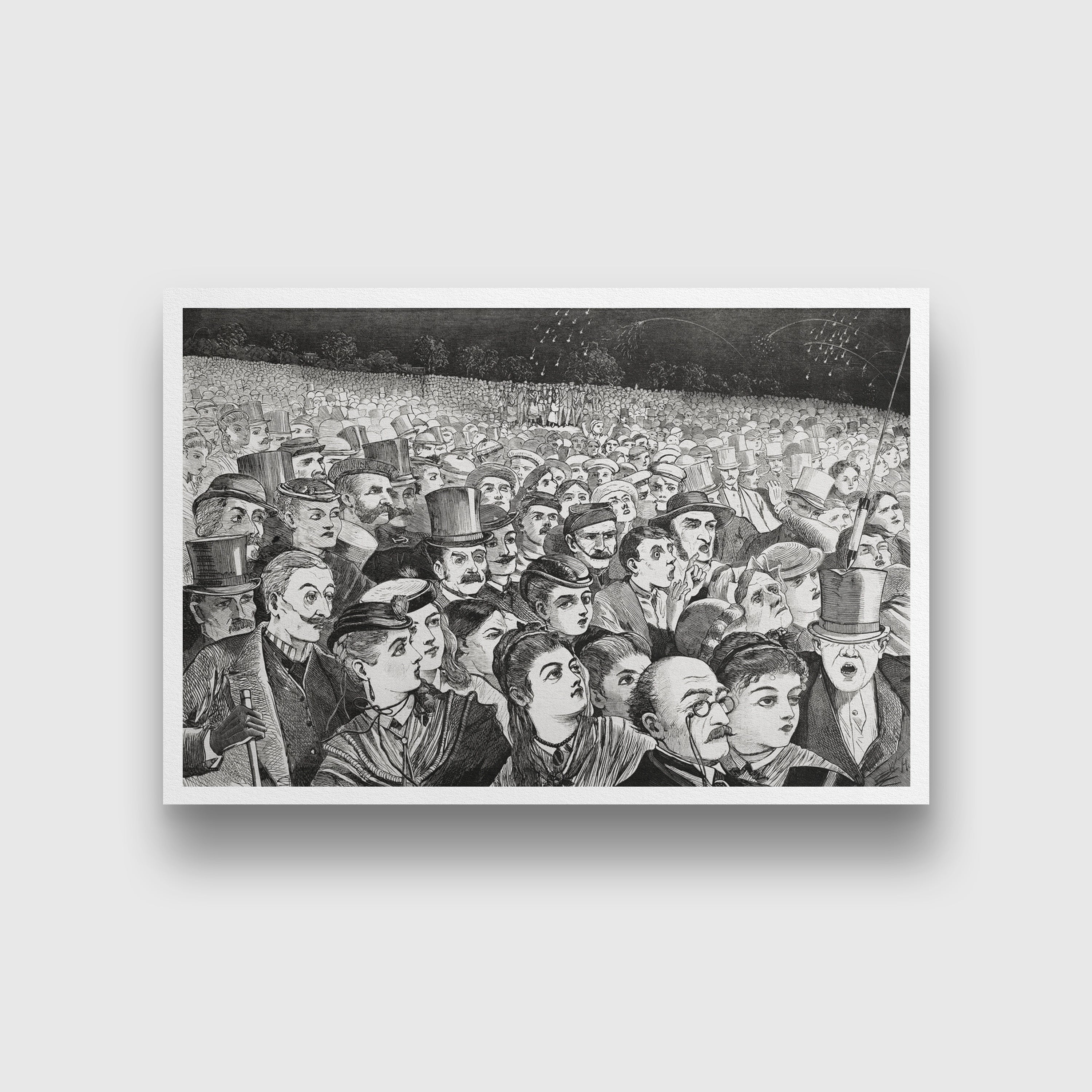 Fireworks on the Night of the Fourth of July painting - Meri Deewar 3 : 2 Horizontal Premium Wall Art Canvas by MeriDeewar