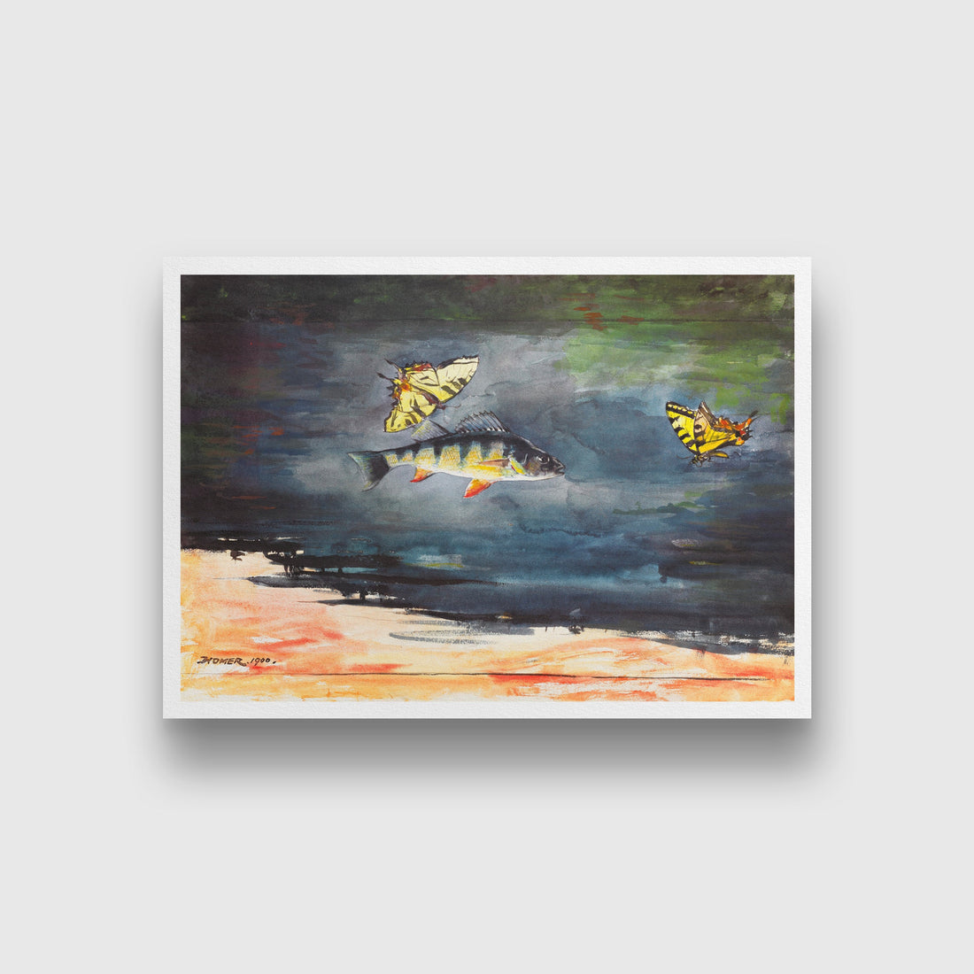 Fish and Butterflies painting - Meri Deewar 3 : 2 Horizontal Premium Wall Art Canvas by MeriDeewar