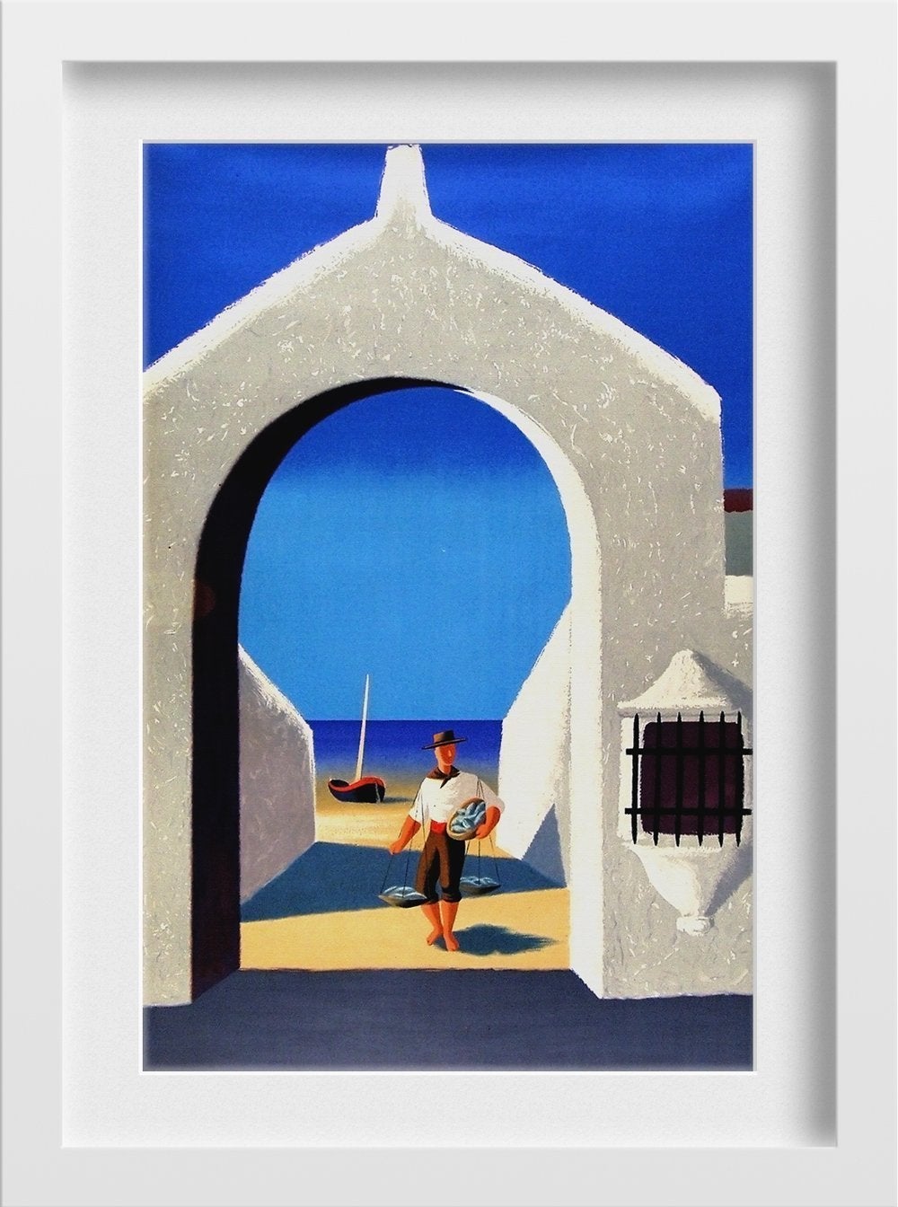 Fisherman from Spain vintage Art Painting - Meri Deewar 2 : 3 Vertical Premium Wall Art Canvas by MeriDeewar