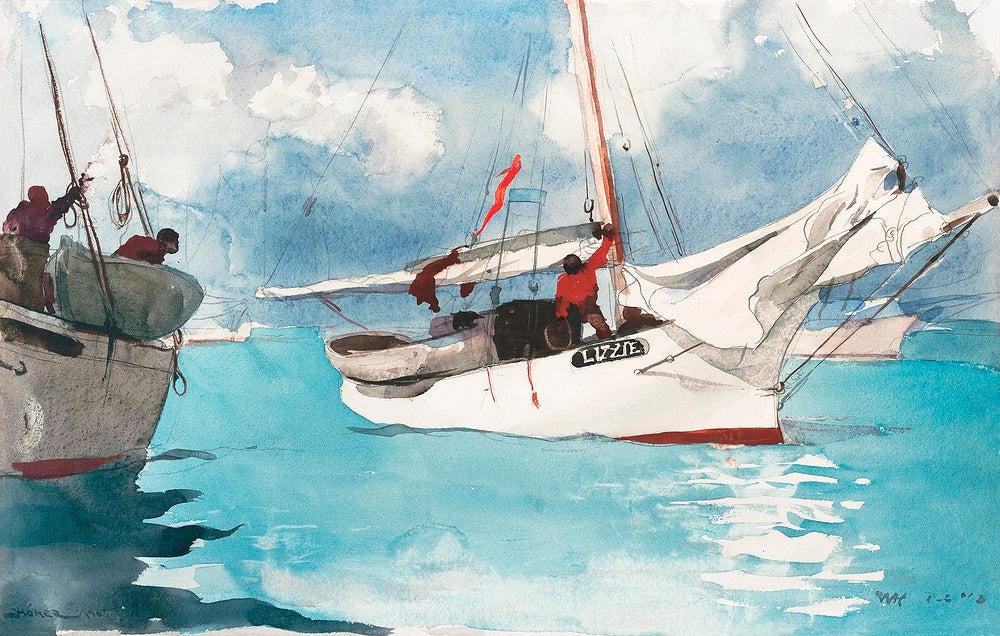 Fishing Boats Key West painting - Meri Deewar 3 : 2 Horizontal Premium Wall Art Canvas by MeriDeewar
