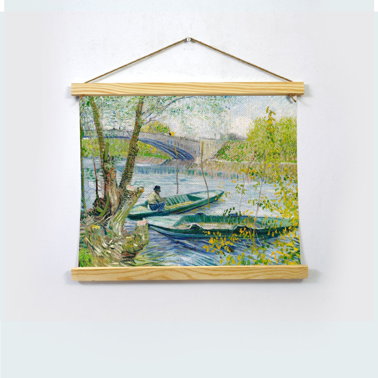 Fishing In The Spring Painting By Van Gogh Hanging Canvas Painting - Meri Deewar Hanging Canvas Premium Wall Art Canvas by MeriDeewar