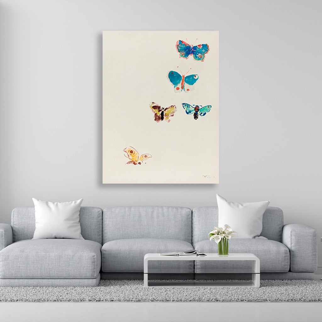 Five Butterflies painting 3 : 4 Vertical Premium Wall Art Canvas by MeriDeewar