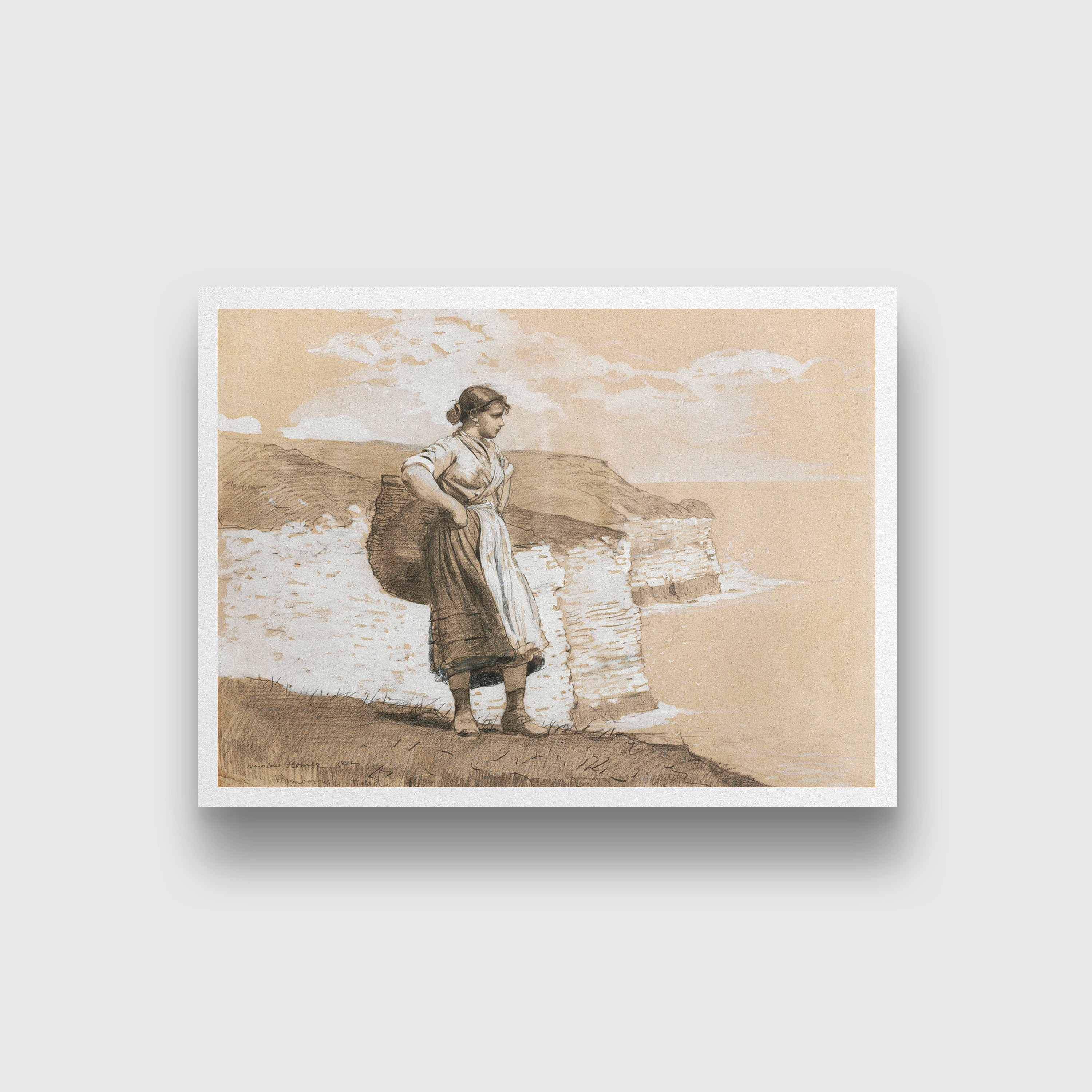 Flamborough Head painting - Meri Deewar 4 : 3 Horizontal Premium Wall Art Canvas by MeriDeewar