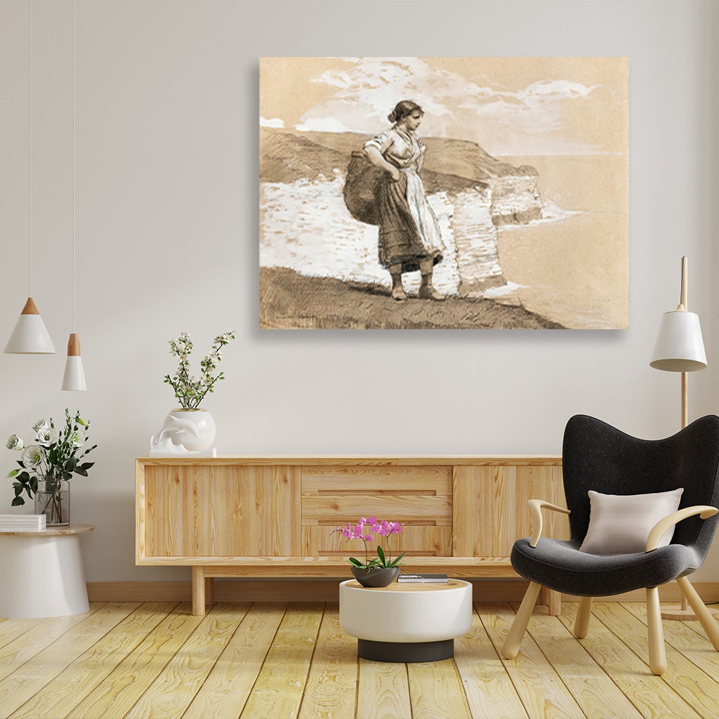 Flamborough Head painting - Meri Deewar 4 : 3 Horizontal Premium Wall Art Canvas by MeriDeewar