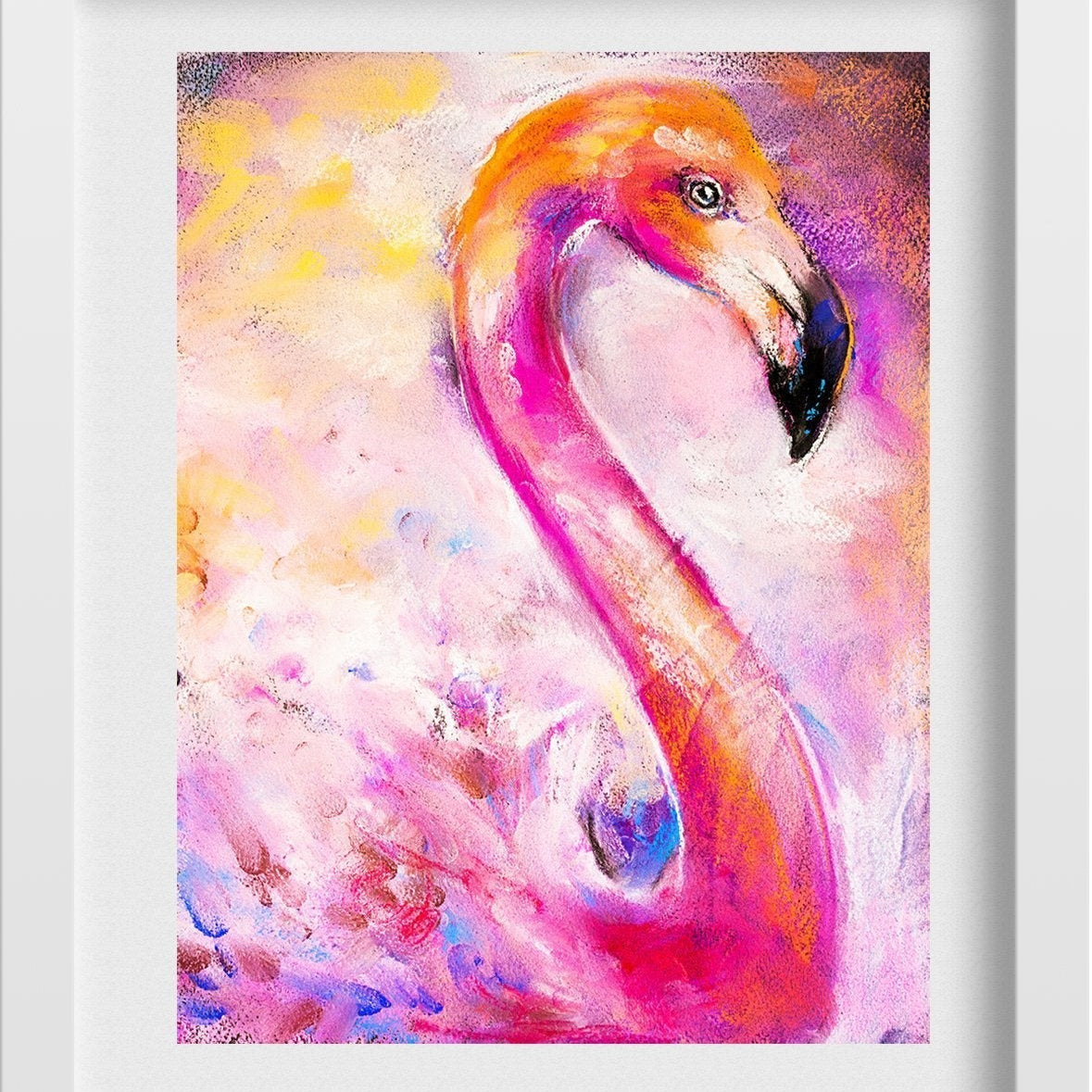 Flamingo Painting - Meri Deewar 2 : 3 Vertical Premium Wall Art Canvas by MeriDeewar