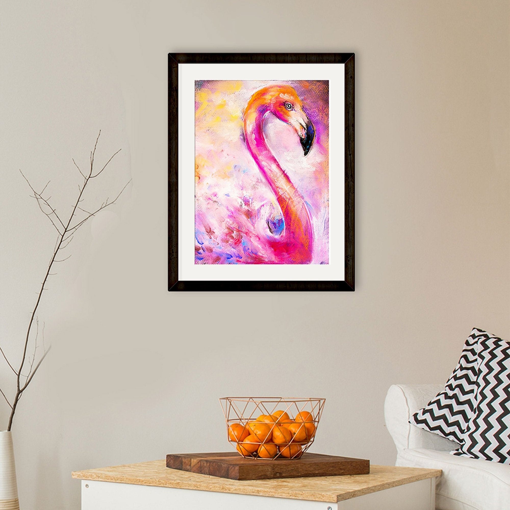 Flamingo Painting - Meri Deewar 2 : 3 Vertical Premium Wall Art Canvas by MeriDeewar