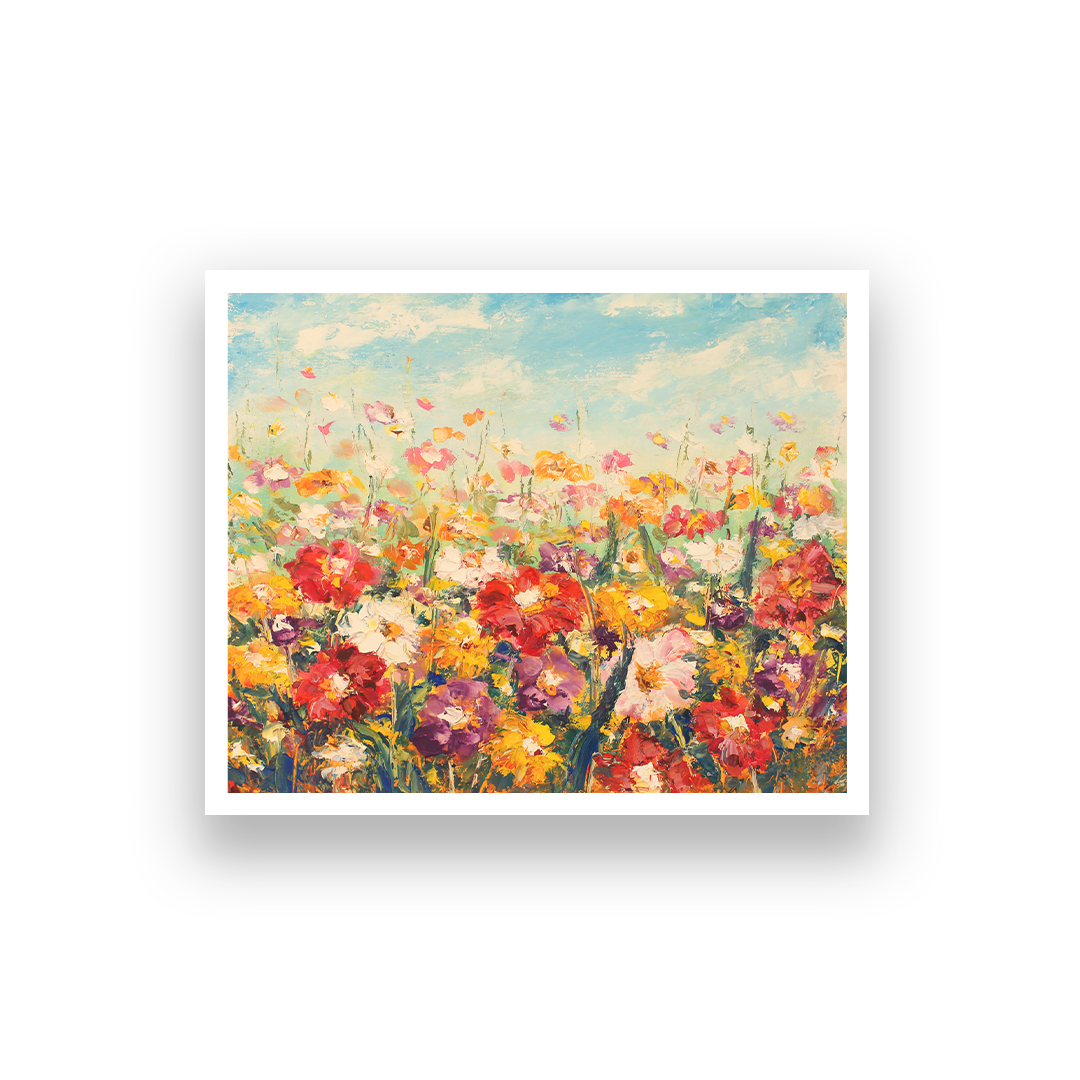 Flower Garden Nature Canvas Wall Painting 3 : 2 Horizontal Premium Wall Art Canvas by MeriDeewar