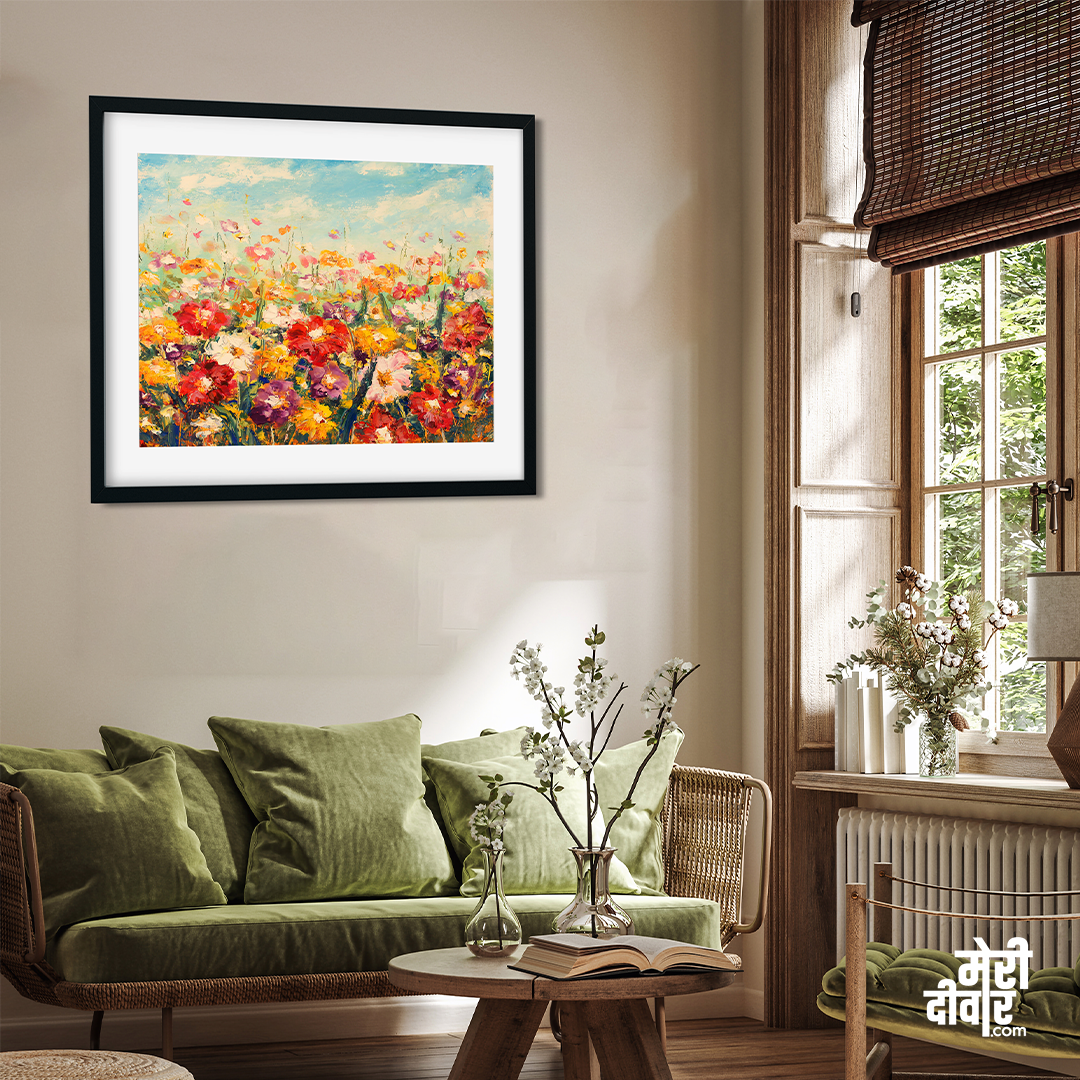 Flower Garden Nature Canvas Wall Painting 3 : 2 Horizontal Premium Wall Art Canvas by MeriDeewar