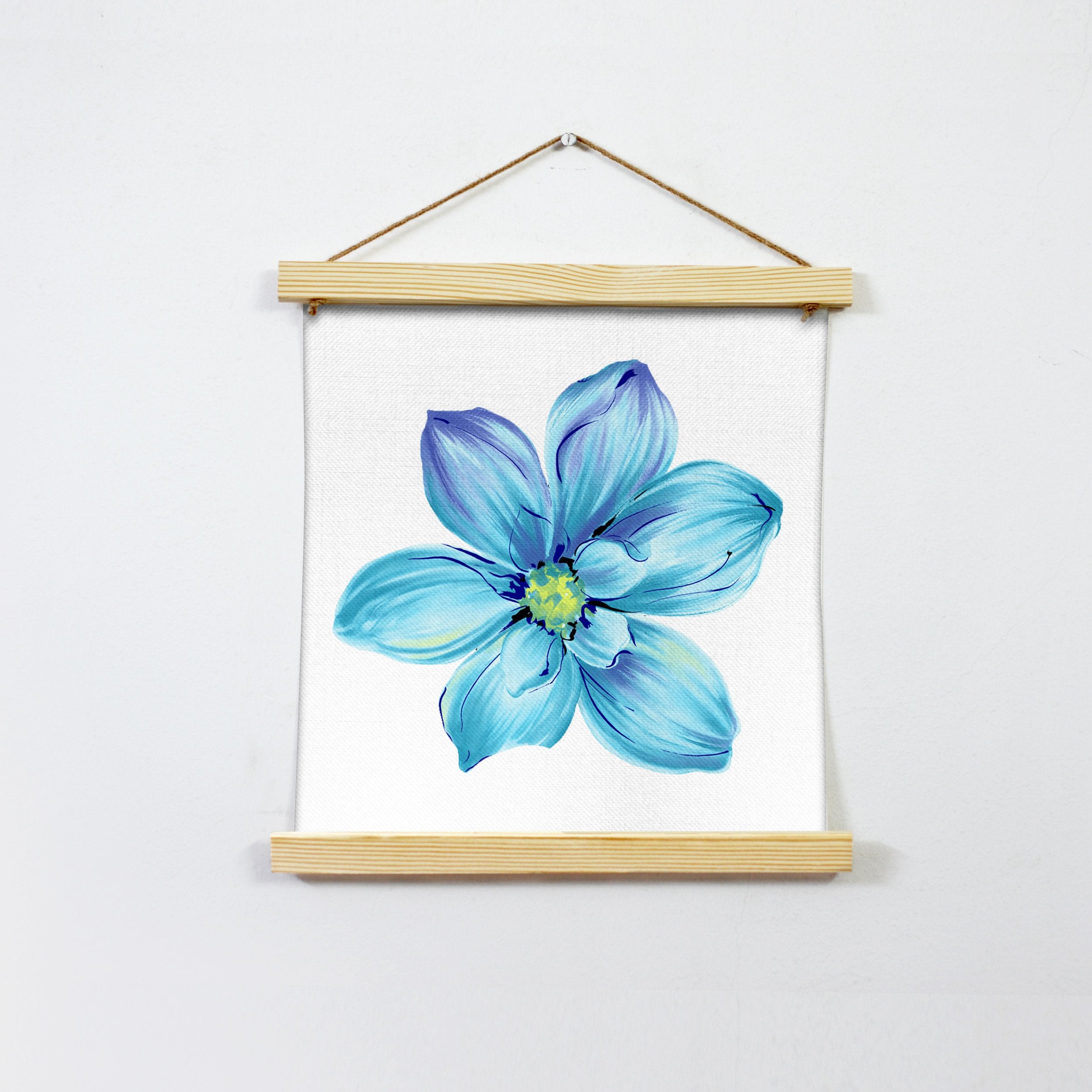 Flower In Deep Blue Wall Art Hanging Canvas Painting - Meri Deewar Hanging Canvas Premium Wall Art Canvas by MeriDeewar