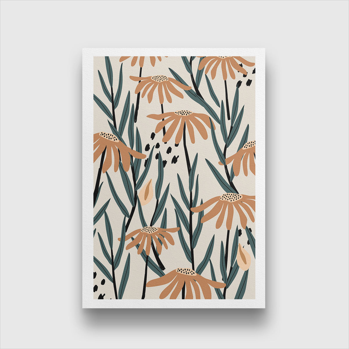 Flower Pattern Style Painting 2 : 3 Vertical Premium Wall Art Canvas by MeriDeewar