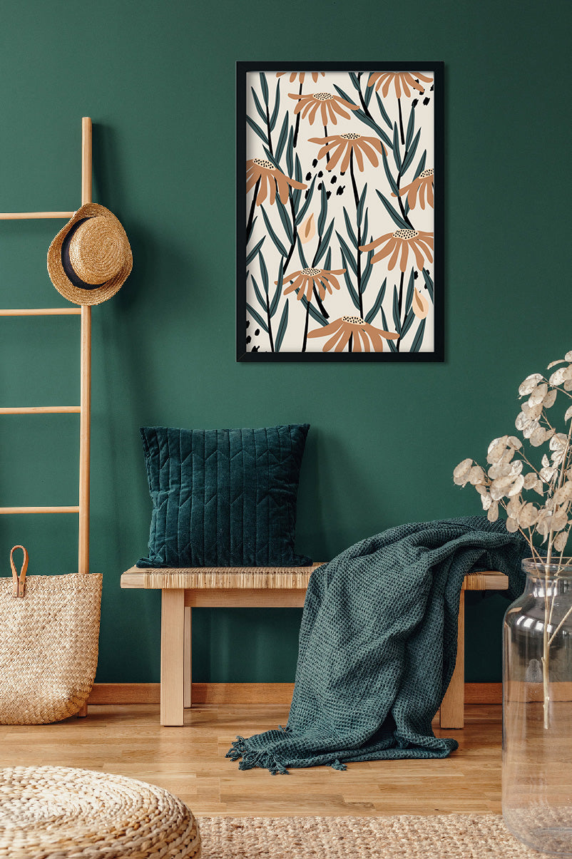 Flower Pattern Style Painting 2 : 3 Vertical Premium Wall Art Canvas by MeriDeewar