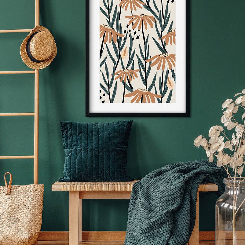 Flower Pattern Style Painting 2 : 3 Vertical Premium Wall Art Canvas by MeriDeewar