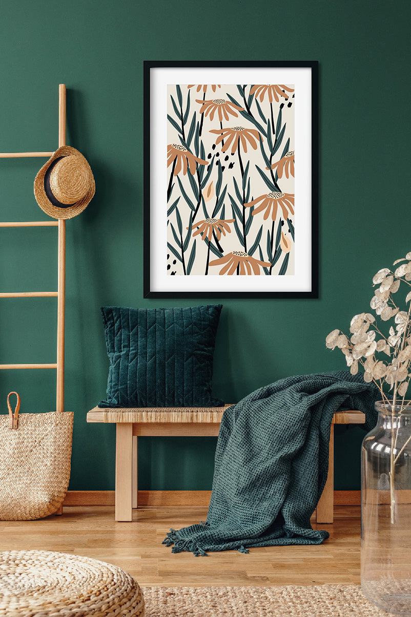 Flower Pattern Style Painting 2 : 3 Vertical Premium Wall Art Canvas by MeriDeewar