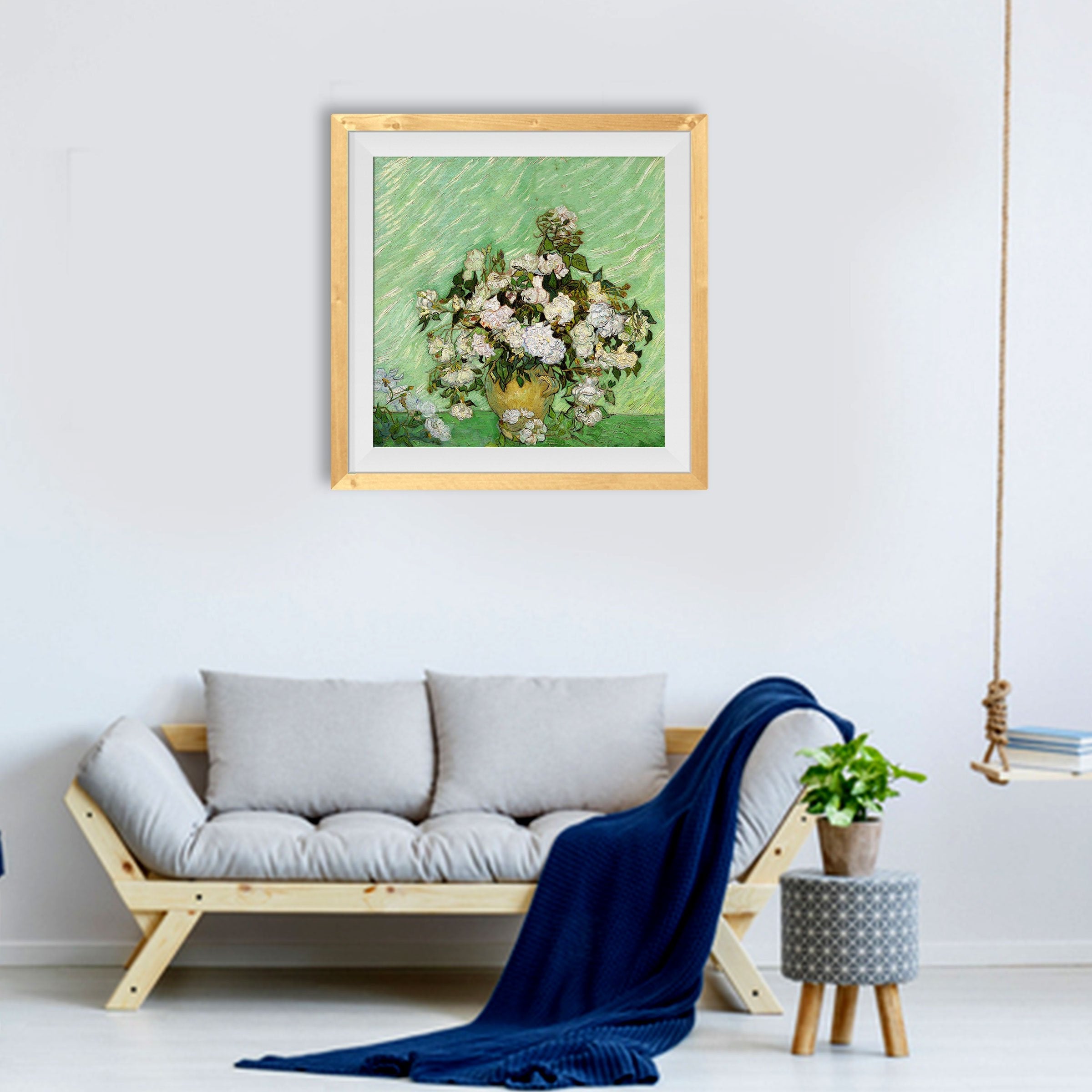 Flower Pot Painting - Meri Deewar 1 : 1 Square Premium Wall Art Canvas by MeriDeewar