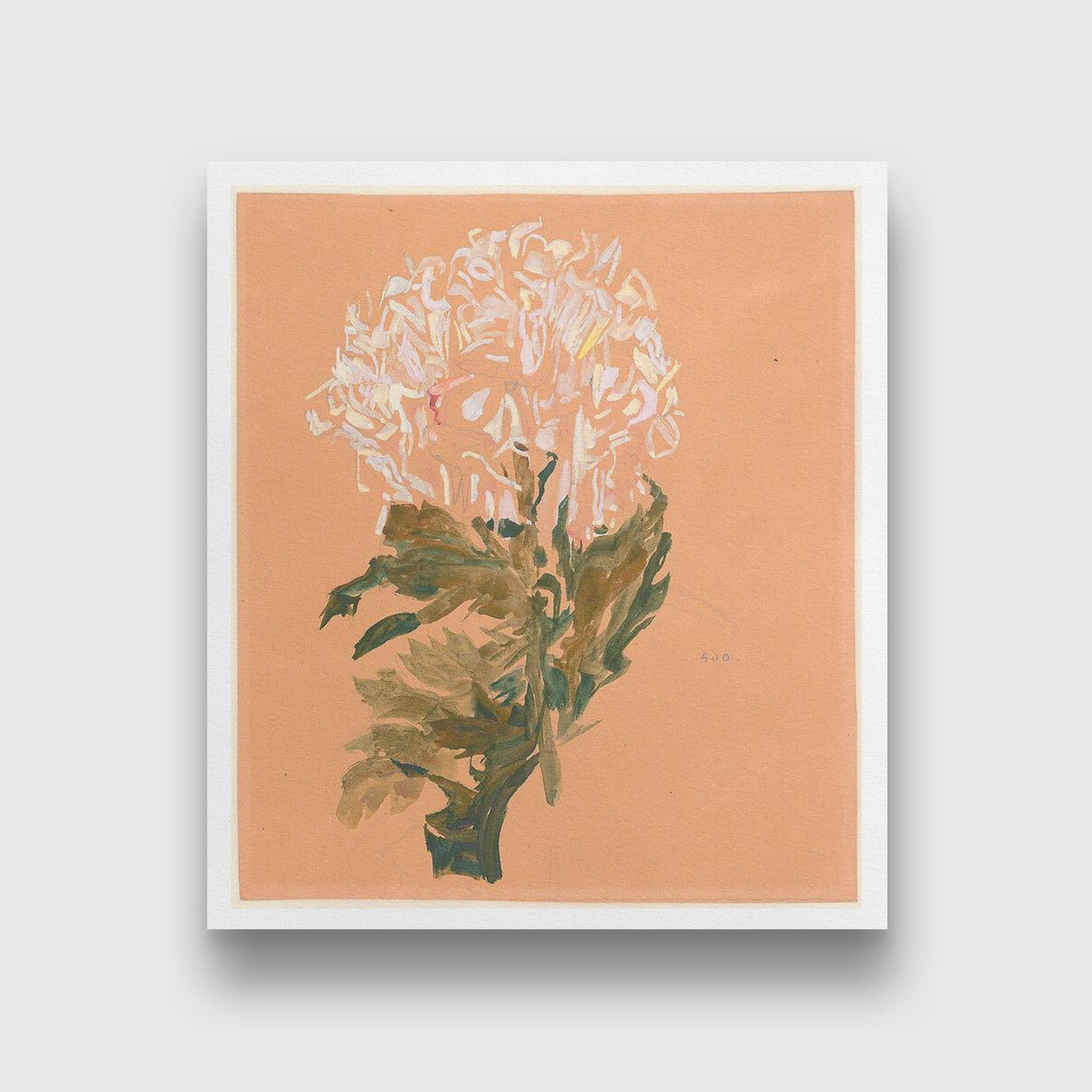 Flower Studies Painting - Meri Deewar 1 : 1 Square Premium Wall Art Canvas by MeriDeewar