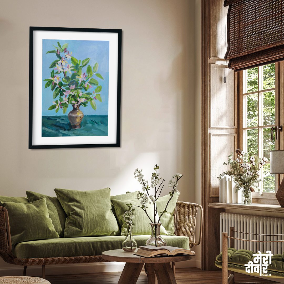 Flower vase gouache Oil Painting 2 : 3 Vertical Premium Wall Art Canvas by MeriDeewar