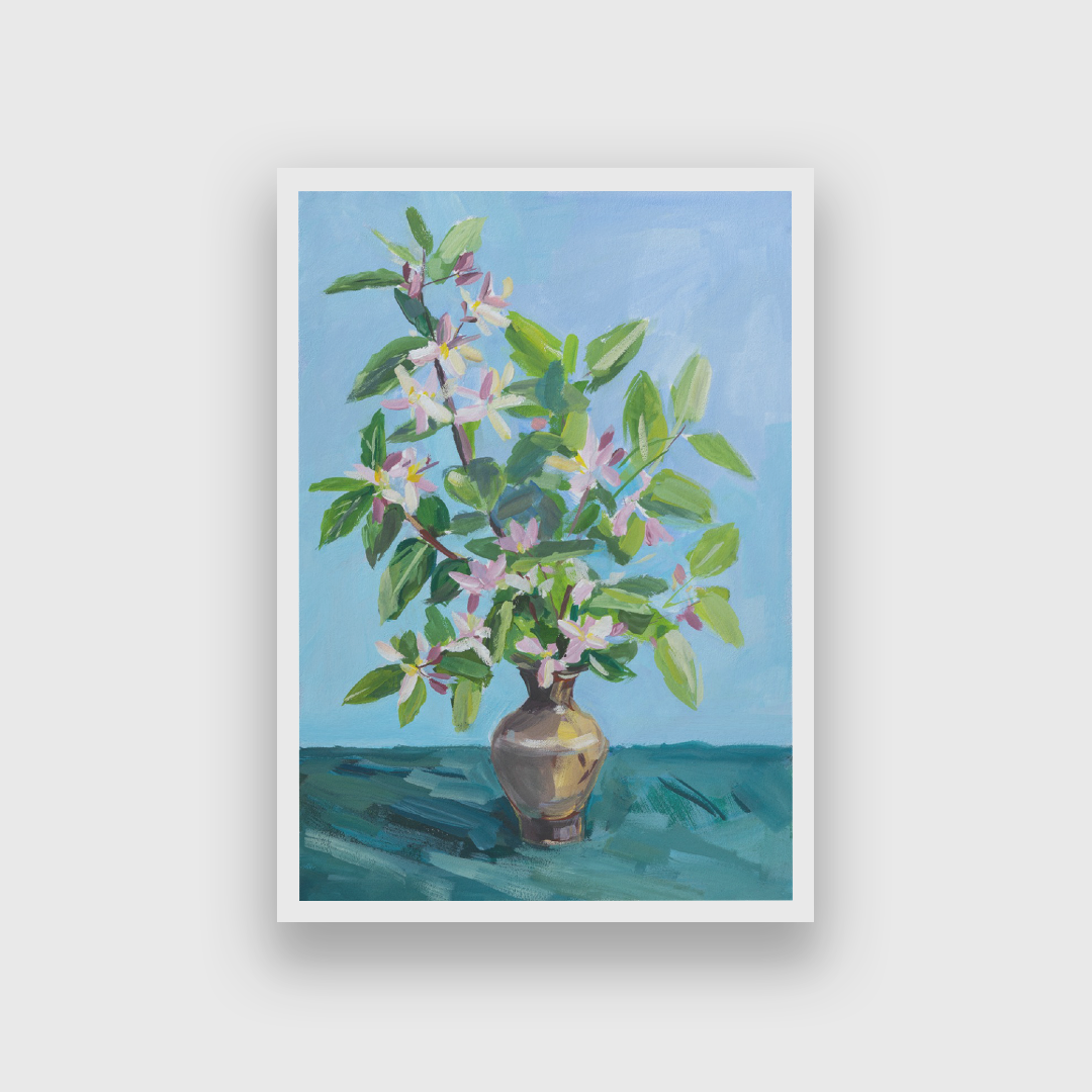 Flower vase gouache Oil Painting 2 : 3 Vertical Premium Wall Art Canvas by MeriDeewar