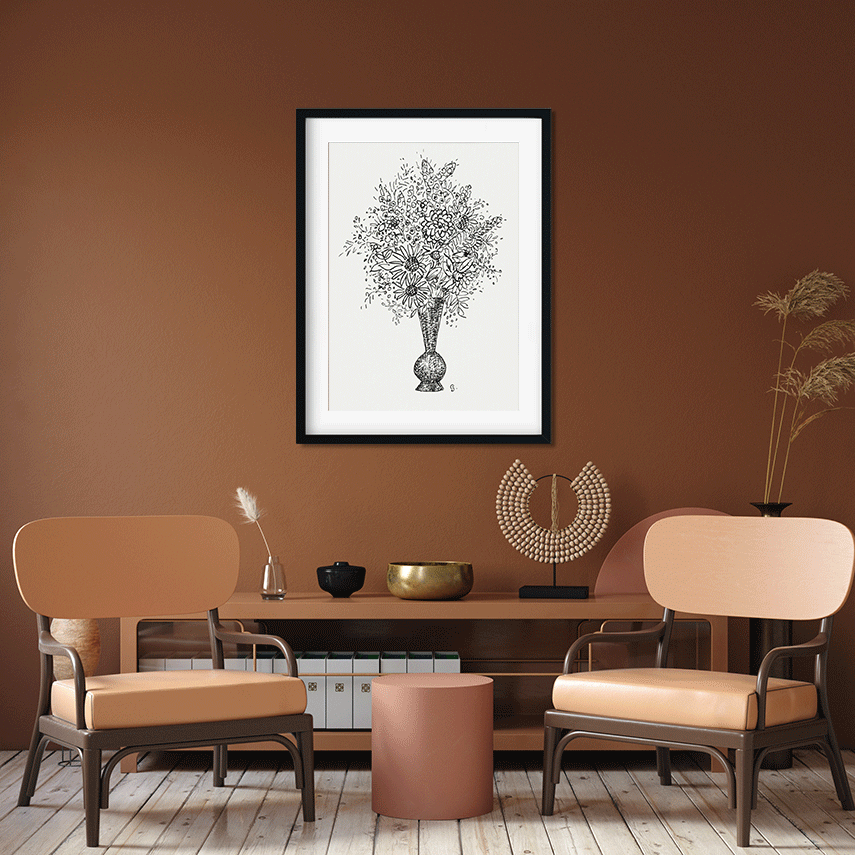 Flower vase Painting 3 : 4.2 Vertical Premium Wall Art Canvas by MeriDeewar
