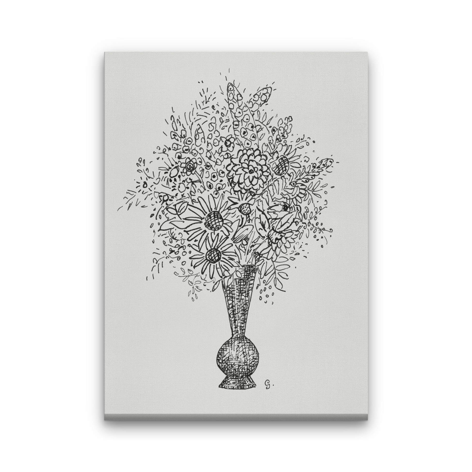 Flower vase Painting 3 : 4.2 Vertical Premium Wall Art Canvas by MeriDeewar