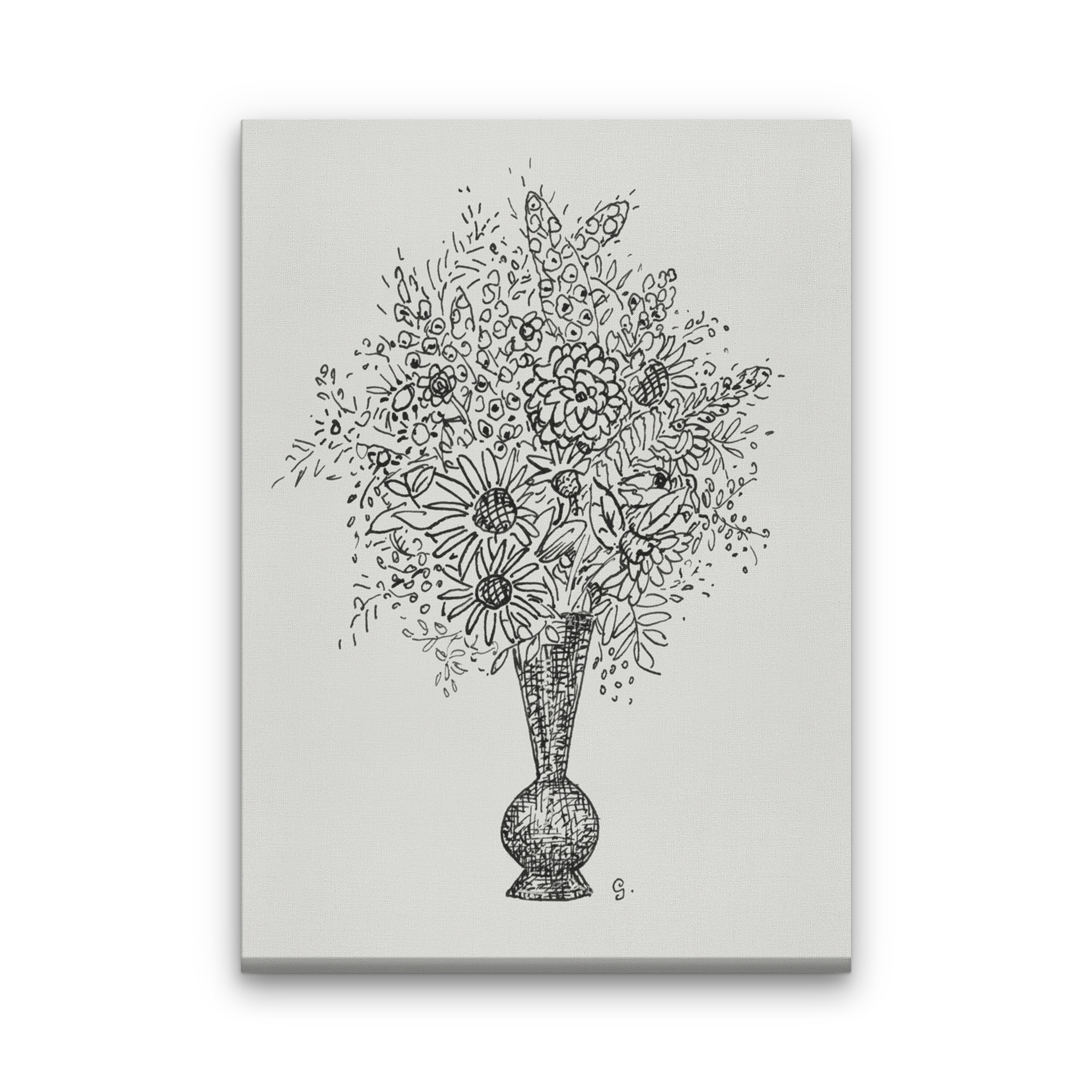 Flower vase Painting 3 : 4.2 Vertical Premium Wall Art Canvas by MeriDeewar