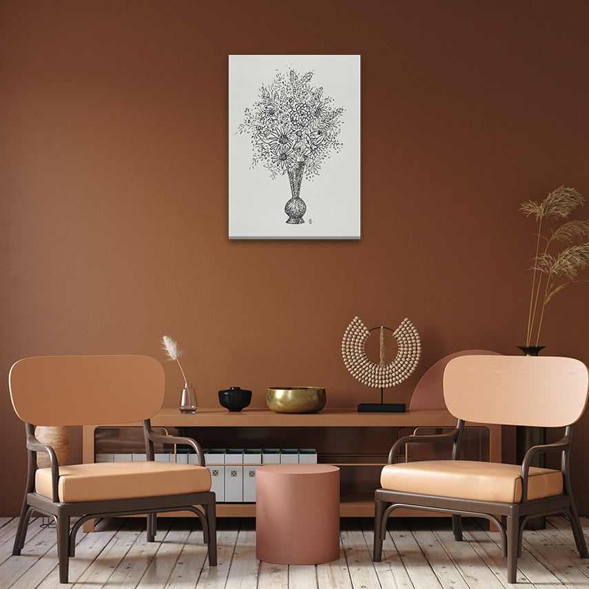 Flower vase Painting 3 : 4.2 Vertical Premium Wall Art Canvas by MeriDeewar