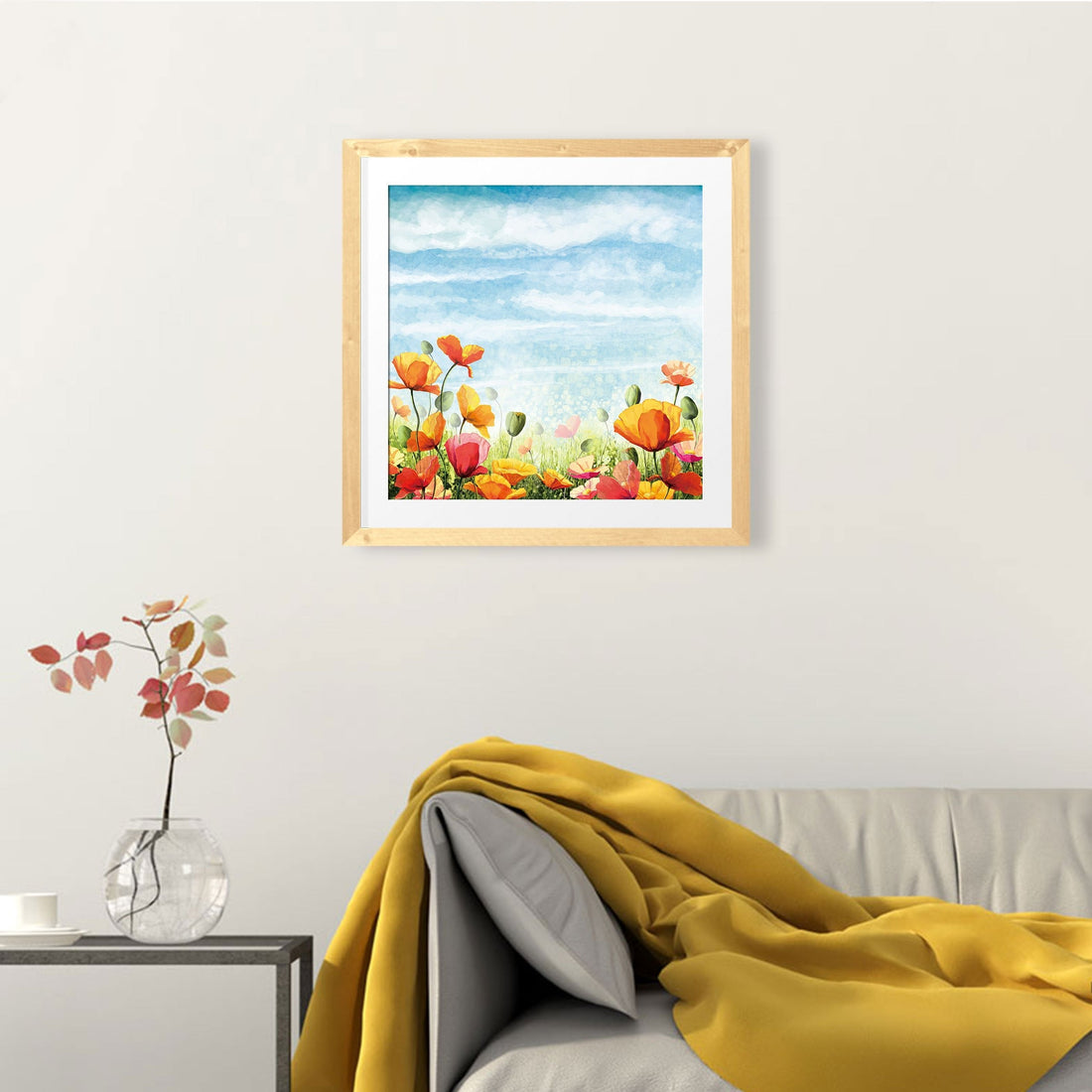 Flowers Painting - Meri Deewar 1 : 1 Square Premium Wall Art Canvas by MeriDeewar